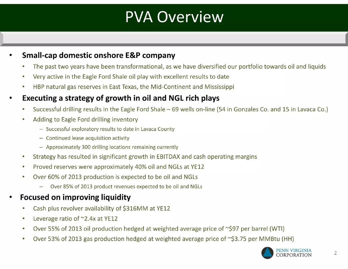 Penn Virginia Corporation pitch deck slide 3 of 23
