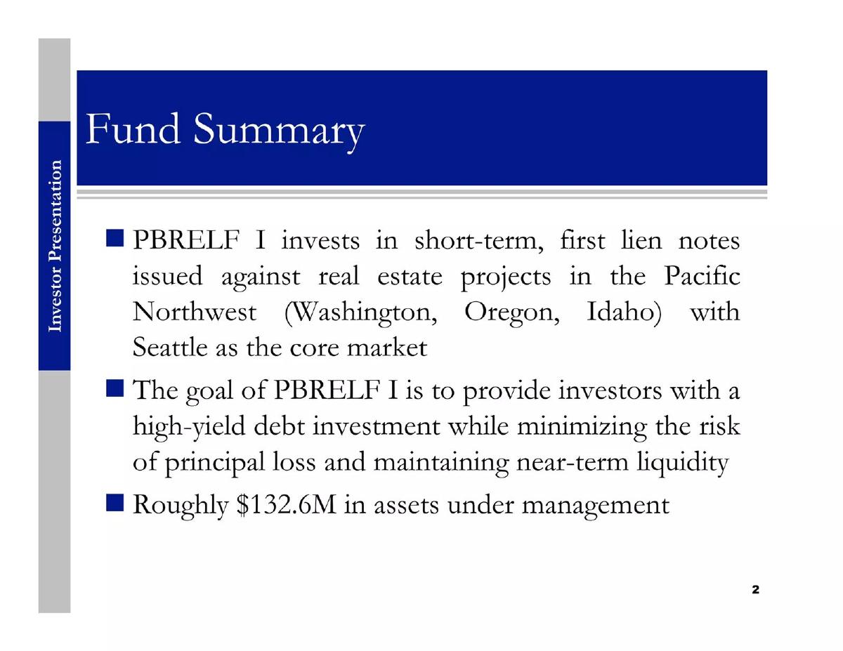 Pyatt Broadmark Fund I pitch deck slide 2 of 30