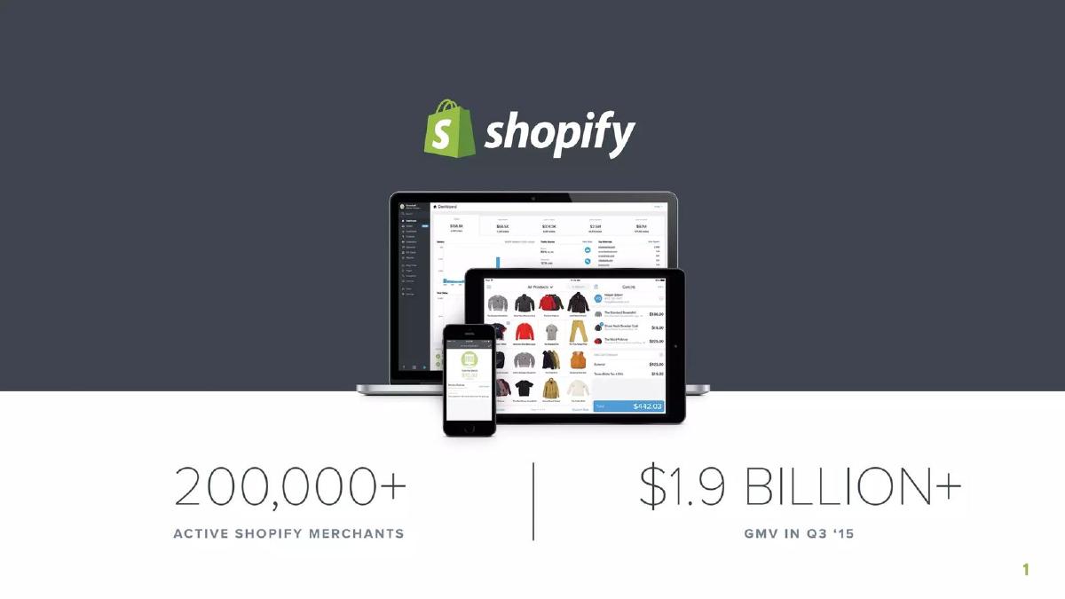 Shopify pitch deck slide 1 of 29