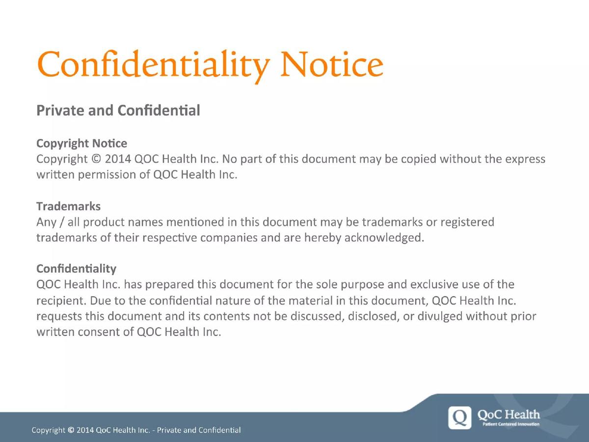 QoC Health Inc. pitch deck slide 1 of 18