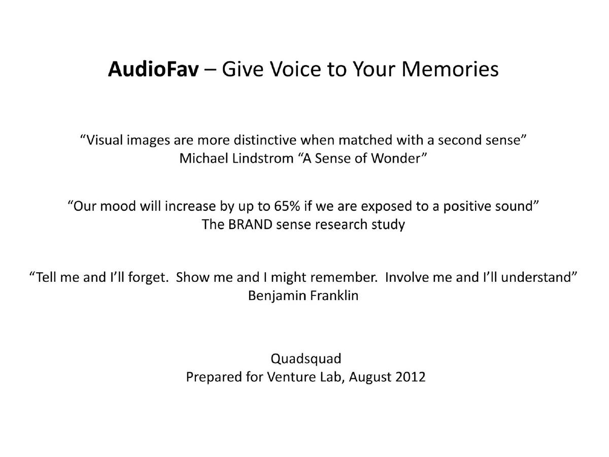 AudioFav pitch deck slide 1 of 9