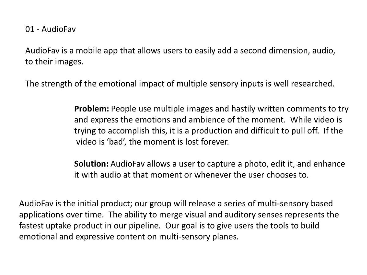 AudioFav pitch deck slide 2 of 9