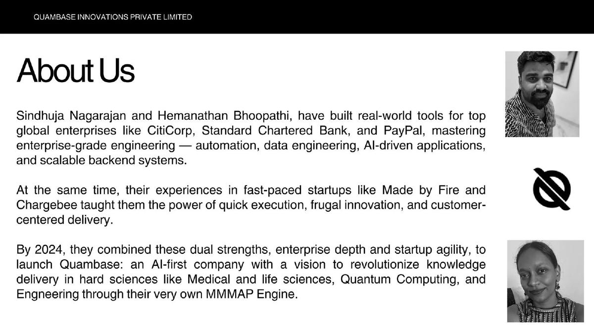 Quambase Innovations Private Limited pitch deck slide 3 of 7