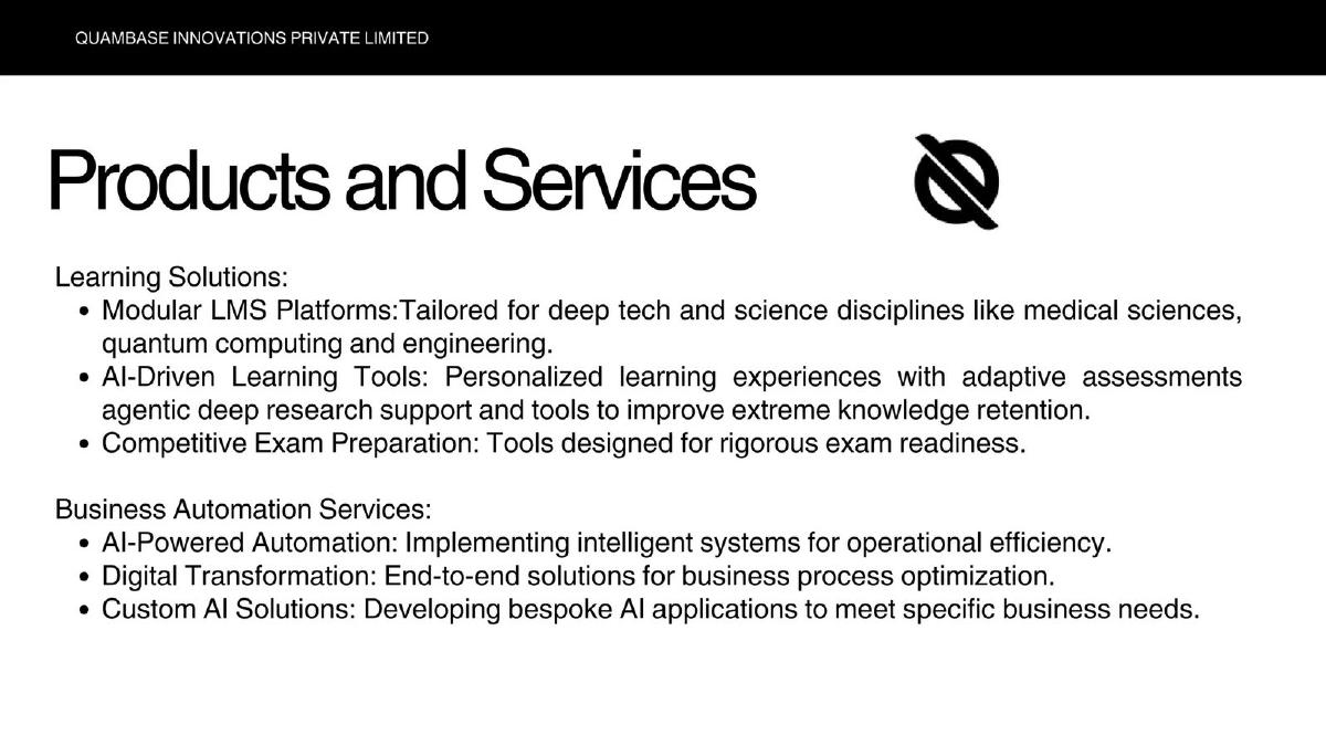 Quambase Innovations Private Limited pitch deck slide 5 of 7