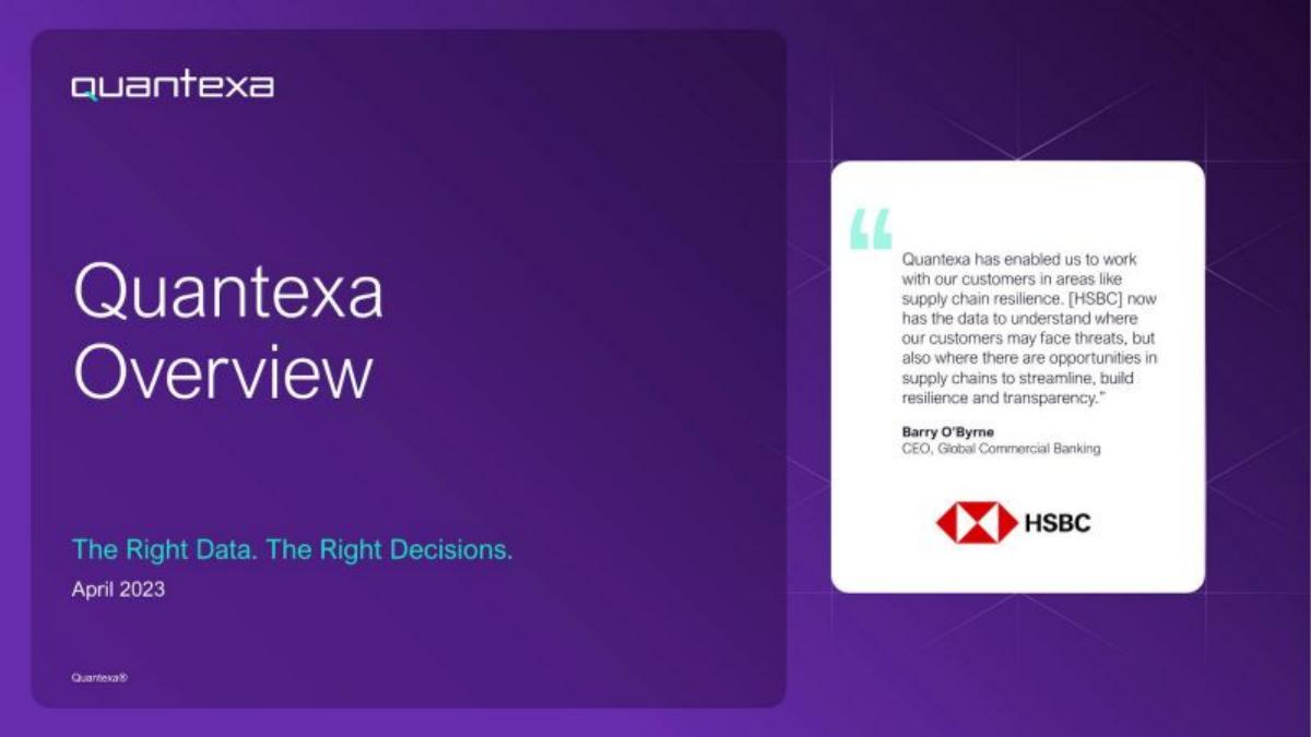 Quantexa pitch deck slide 1 of 10