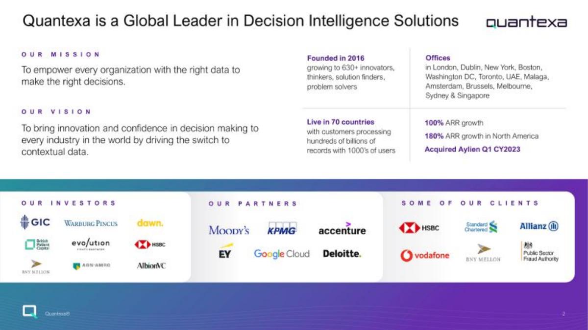 Quantexa pitch deck slide 2 of 10
