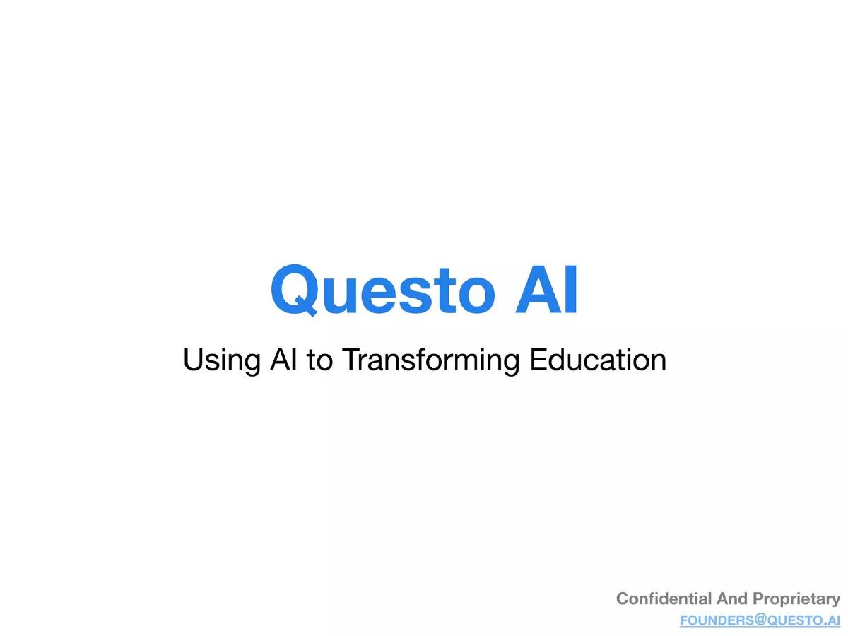 Questo AI pitch deck slide 1 of 17