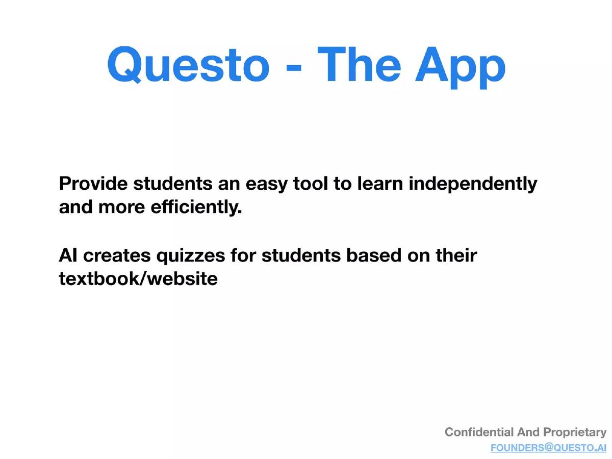 Questo AI pitch deck slide 5 of 17