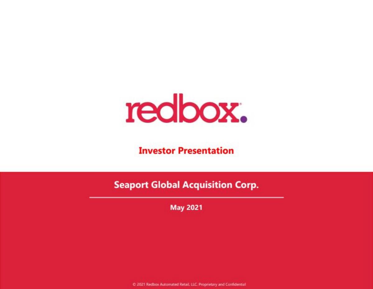 Redbox SPAC pitch deck slide 1 of 39