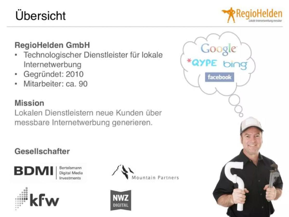 RegioHelden pitch deck slide 2 of 22