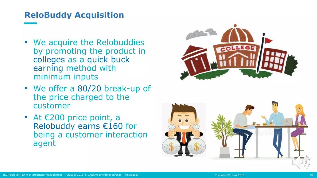 ReloBuddy pitch deck go-to-market slide 10