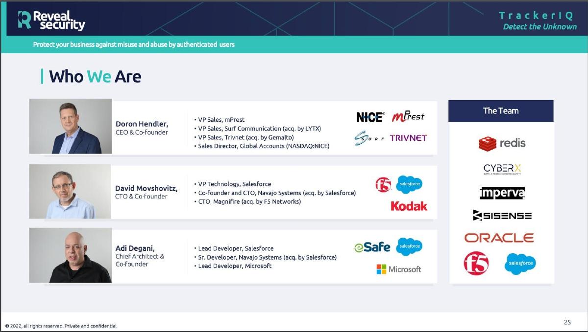 RevealSecurity pitch deck slide 25 of 27