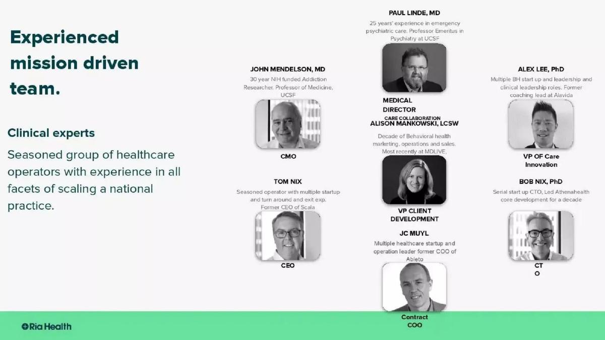 Ria Health pitch deck slide 2 of 28
