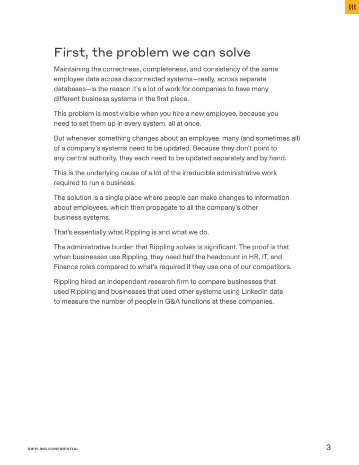 Rippling pitch deck slide 3 of 15