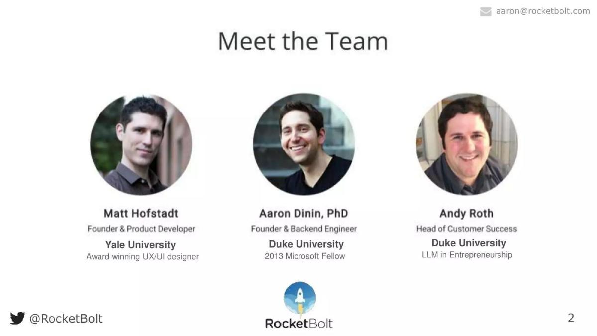 RocketBolt pitch deck slide 2 of 13