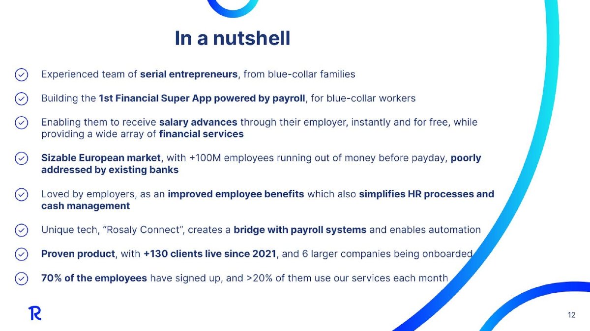 Rosaly pitch deck Summary slide 12