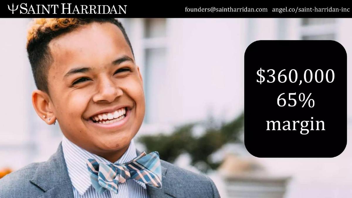 Saint Harridan pitch deck slide 3 of 9