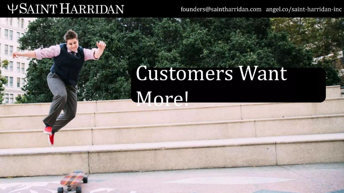 Saint Harridan pitch deck slide 5 of 9