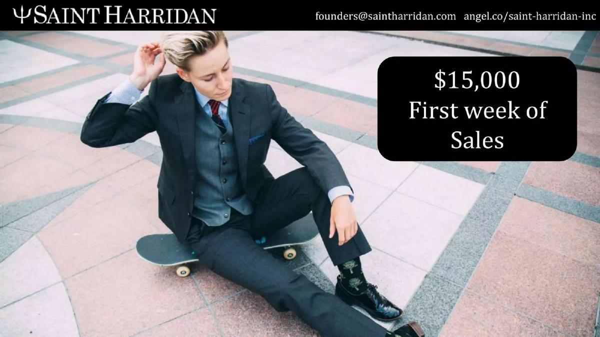 Saint Harridan pitch deck slide 6 of 9