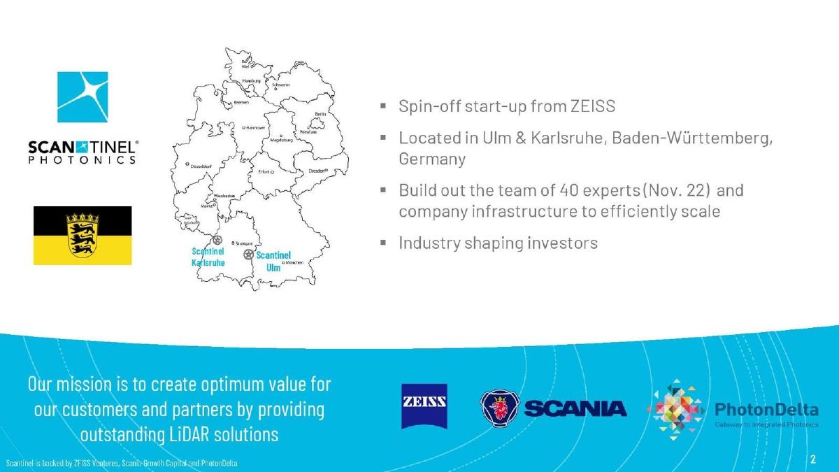 Scantinel Photonics pitch deck slide 2 of 10