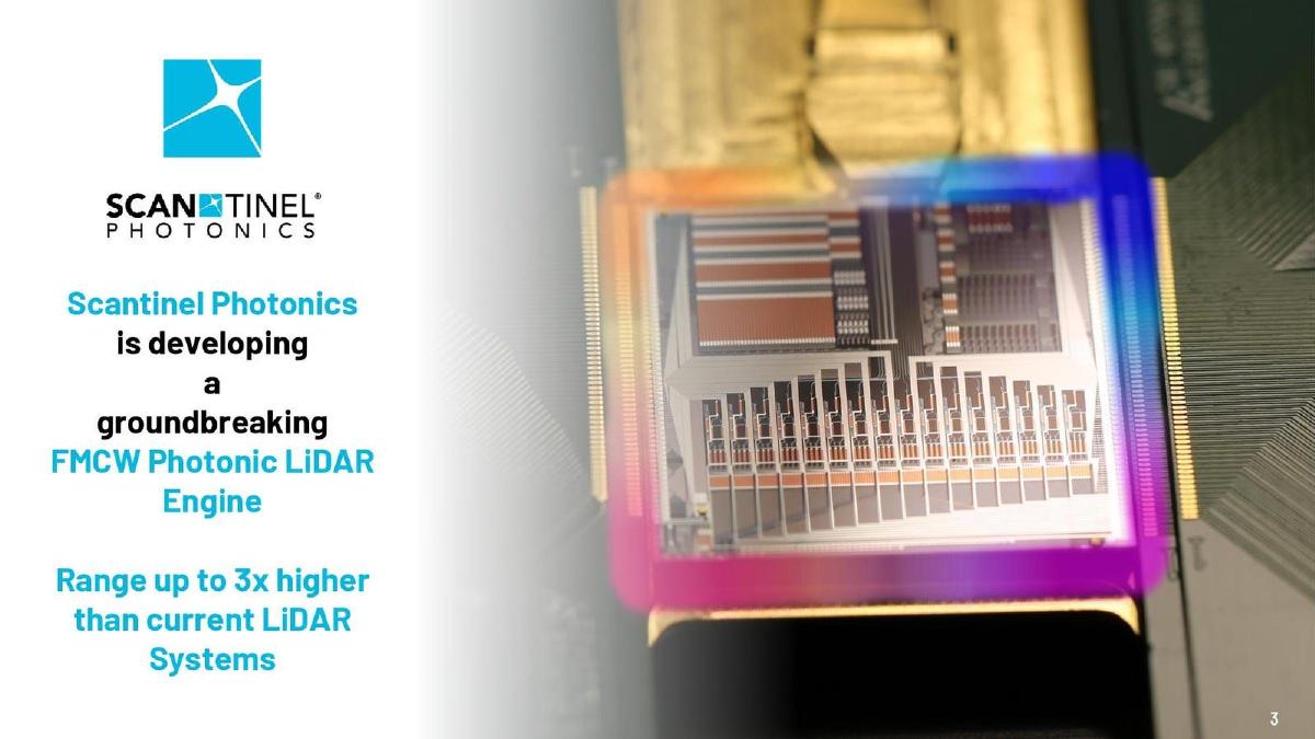 Scantinel Photonics pitch deck slide 3 of 10