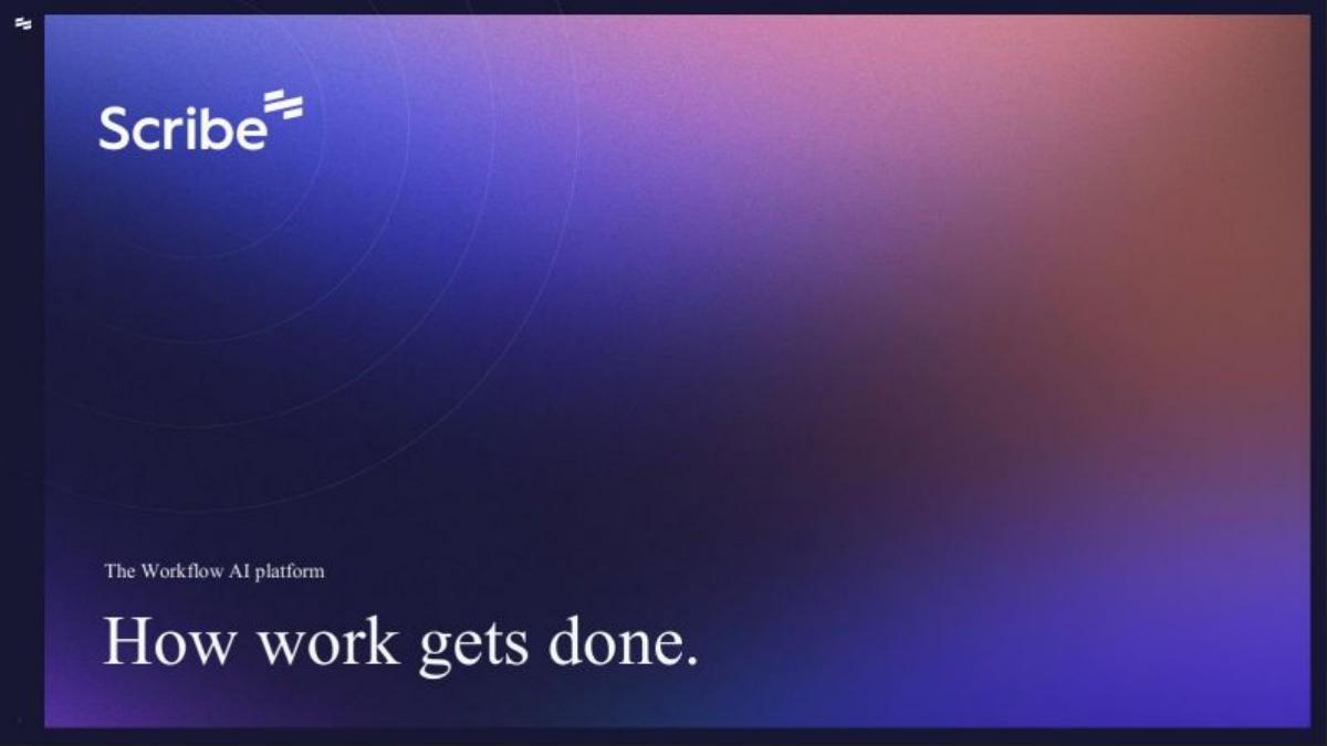 Scribe pitch deck slide 1 of 15