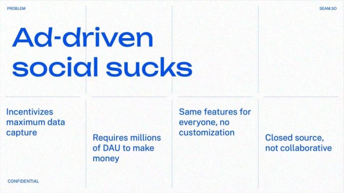 Seam Social pitch deck slide 2 of 11