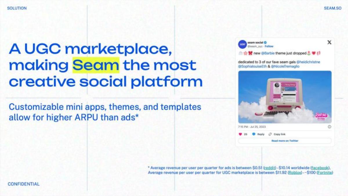 Seam Social pitch deck slide 3 of 11