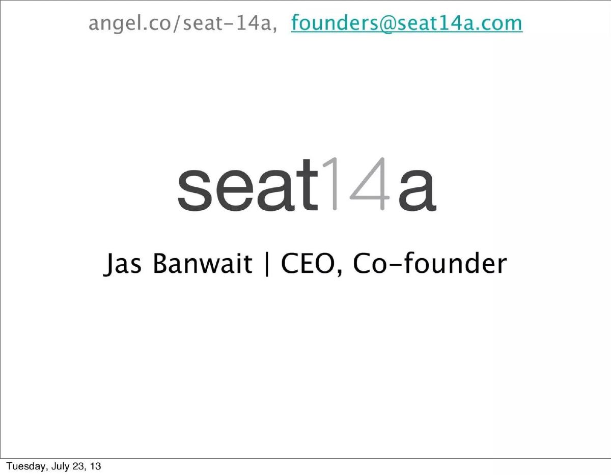 Seat14a pitch deck slide 1 of 11