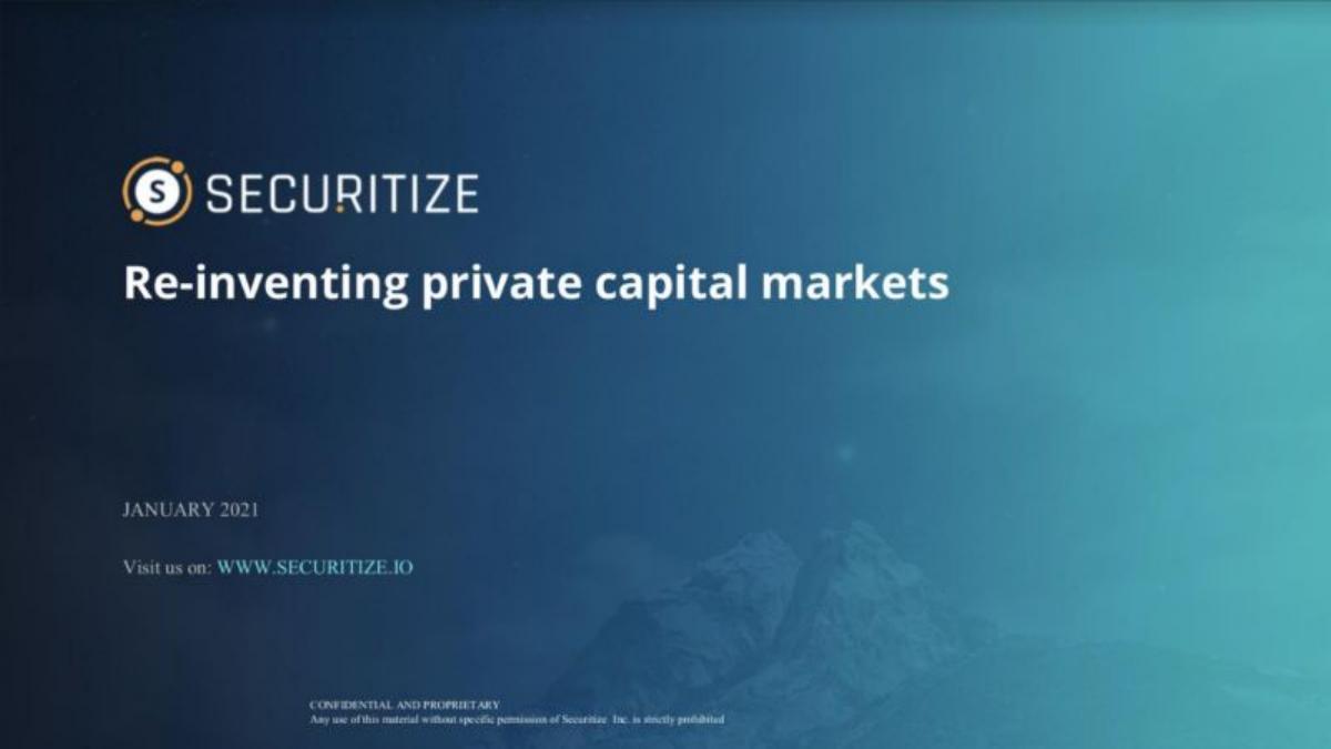Securitize pitch deck slide 1 of 12