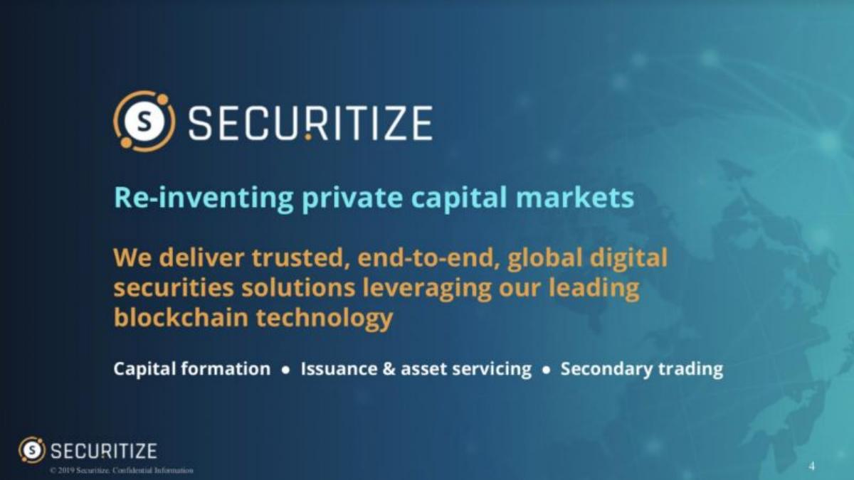 Securitize pitch deck slide 2 of 12