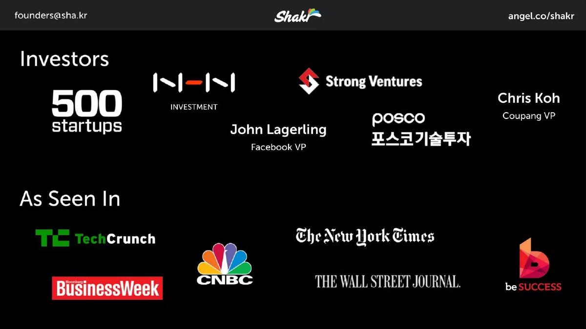 Shakr pitch deck slide 2 of 11