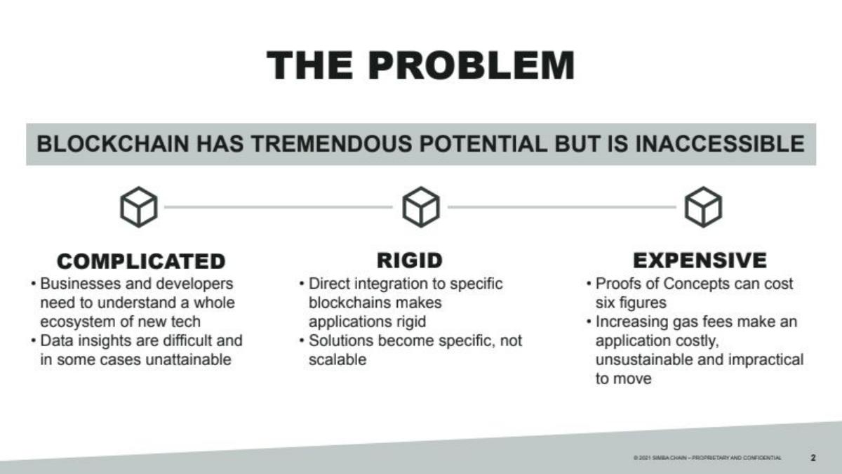 SIMBA Chain pitch deck slide 2 of 21