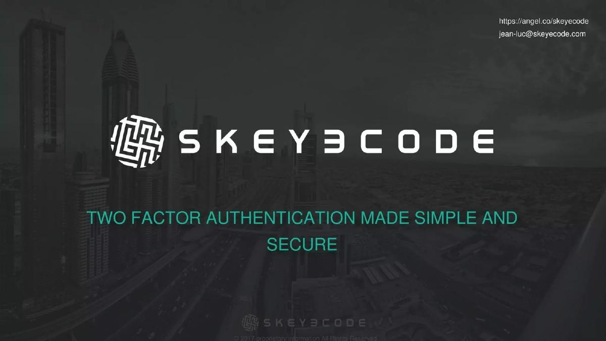 Skeyecode pitch deck slide 1 of 10
