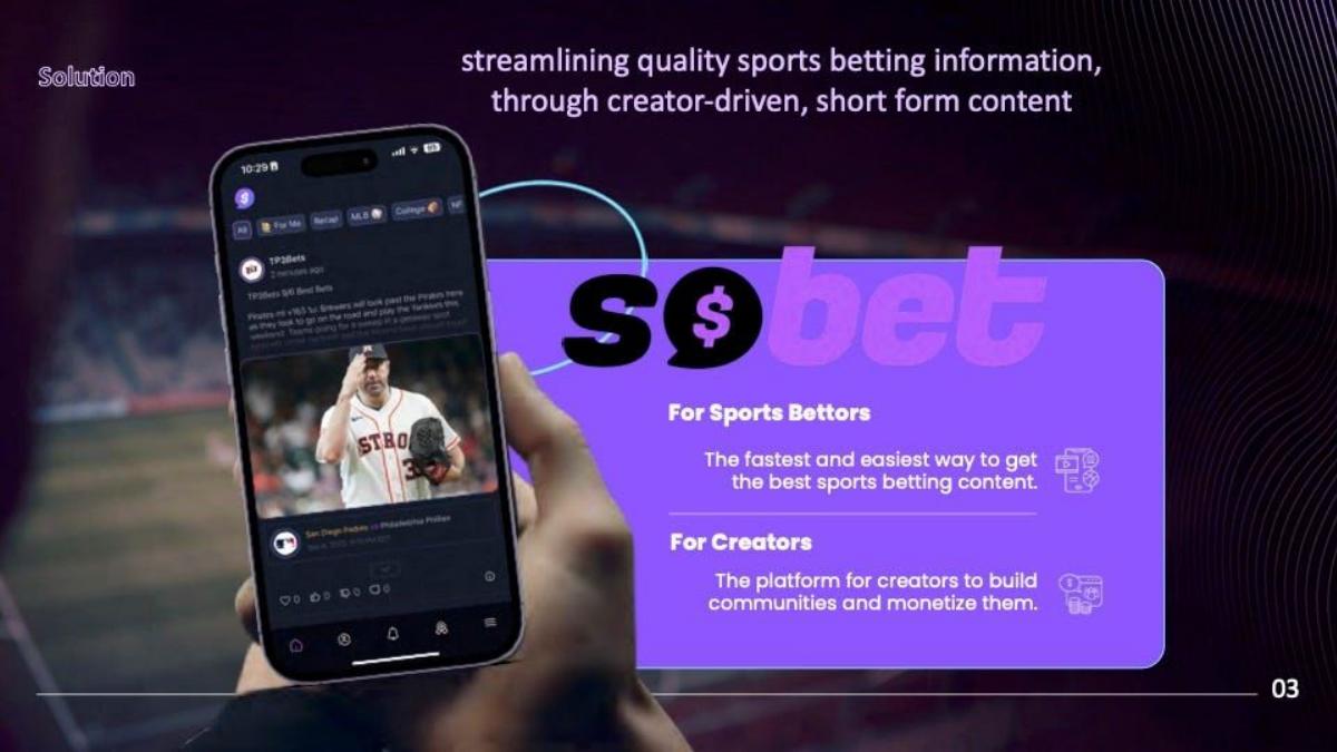 SoBet pitch deck slide 2 of 10