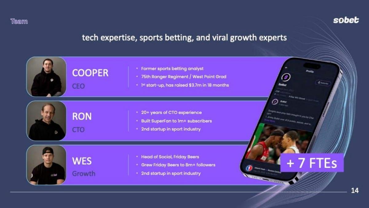 SoBet pitch deck slide 8 of 10