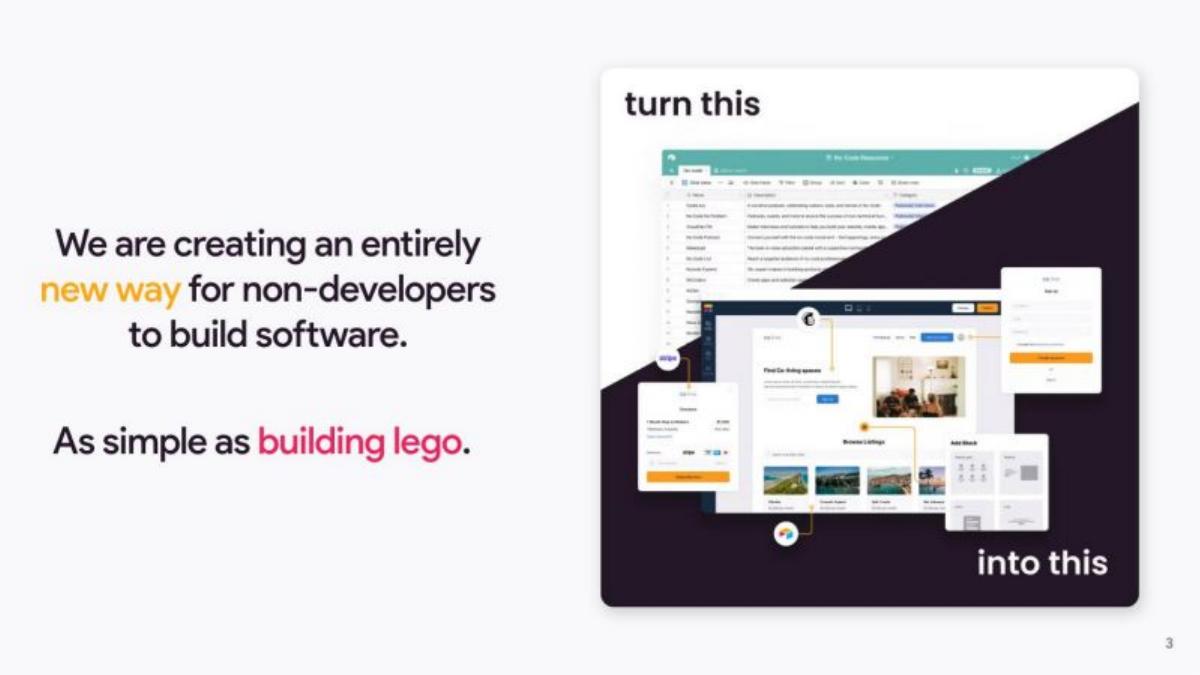 Softr pitch deck slide 3 of 19