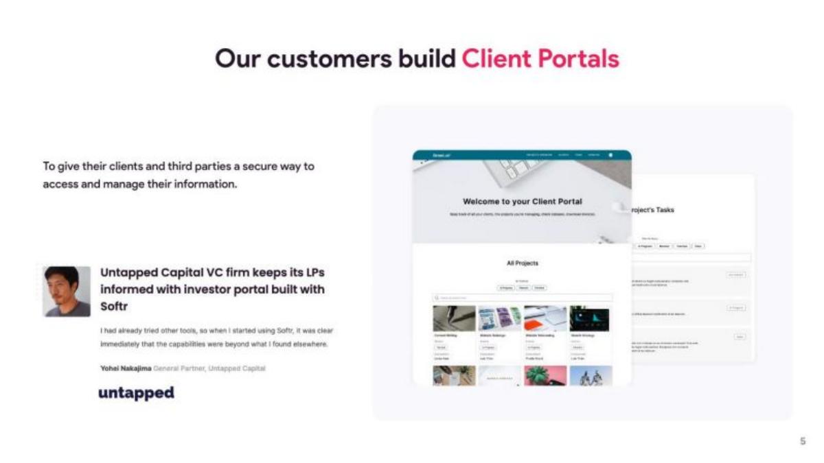 Softr pitch deck slide 5 of 19