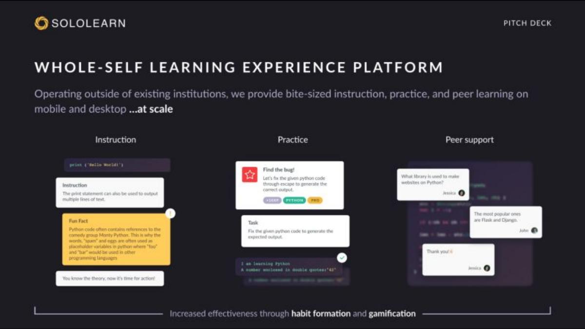 Sololearn pitch deck slide 3 of 23