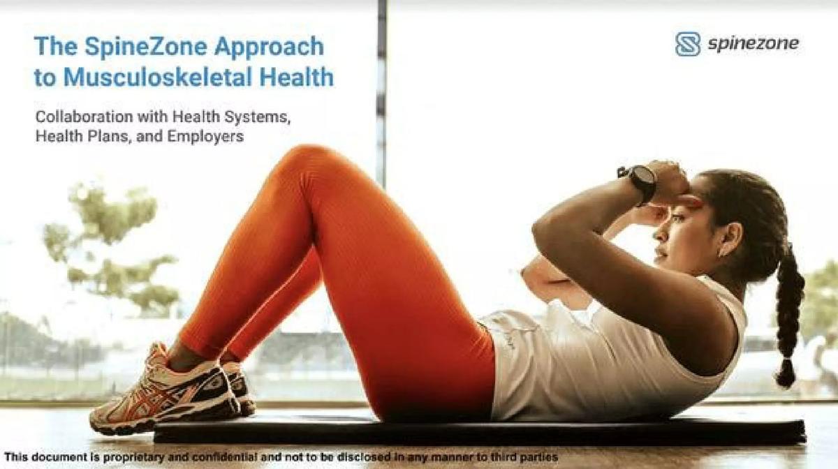 SpineZone pitch deck slide 1 of 7