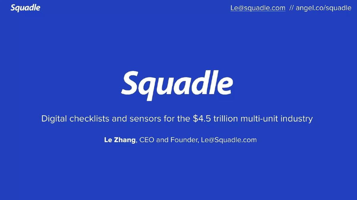 Squadle pitch deck slide 1 of 8