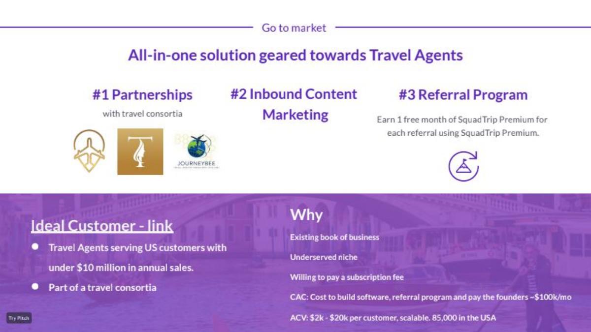Squadtrip pitch deck go-to-market slide 7