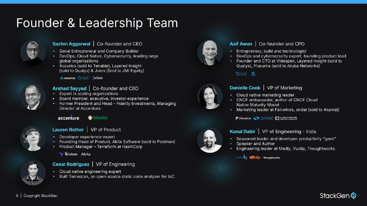 StackGen pitch deck slide 8 of 9