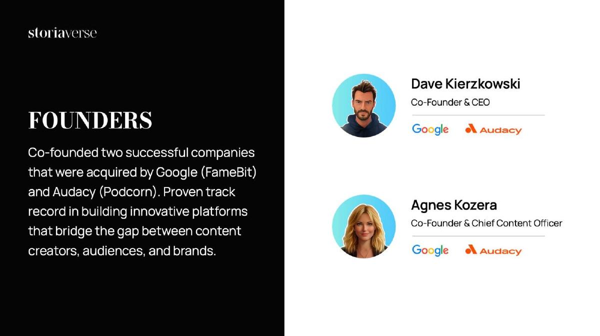 Storiaverse pitch deck slide 2 of 16