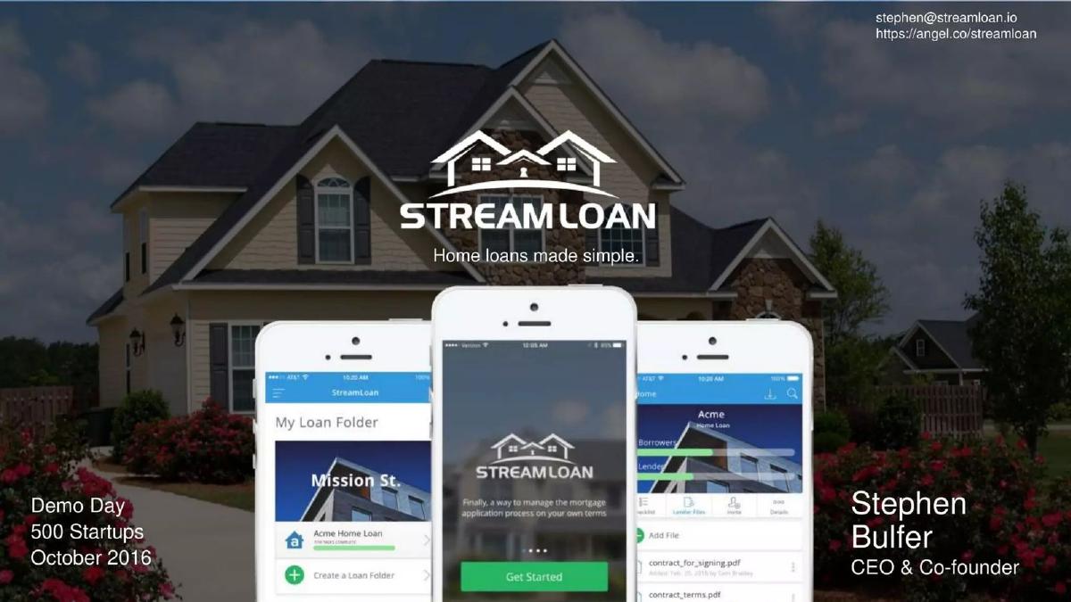 StreamLoan pitch deck slide 1 of 12