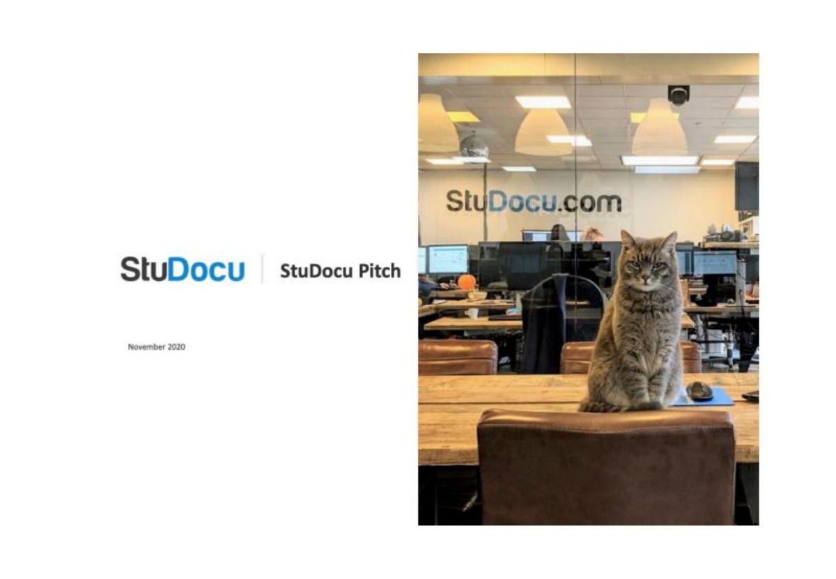StuDocu pitch deck slide 1 of 12