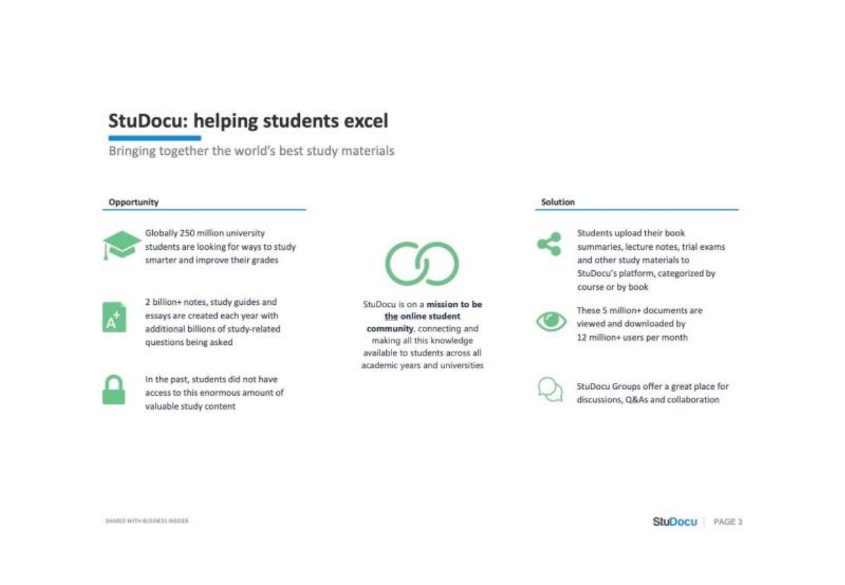 StuDocu pitch deck slide 3 of 12