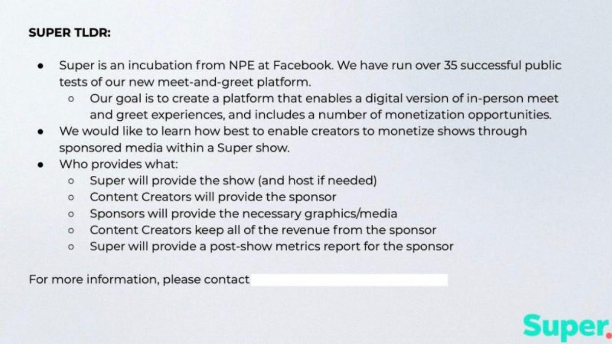 Super by Meta pitch deck slide 2 of 17