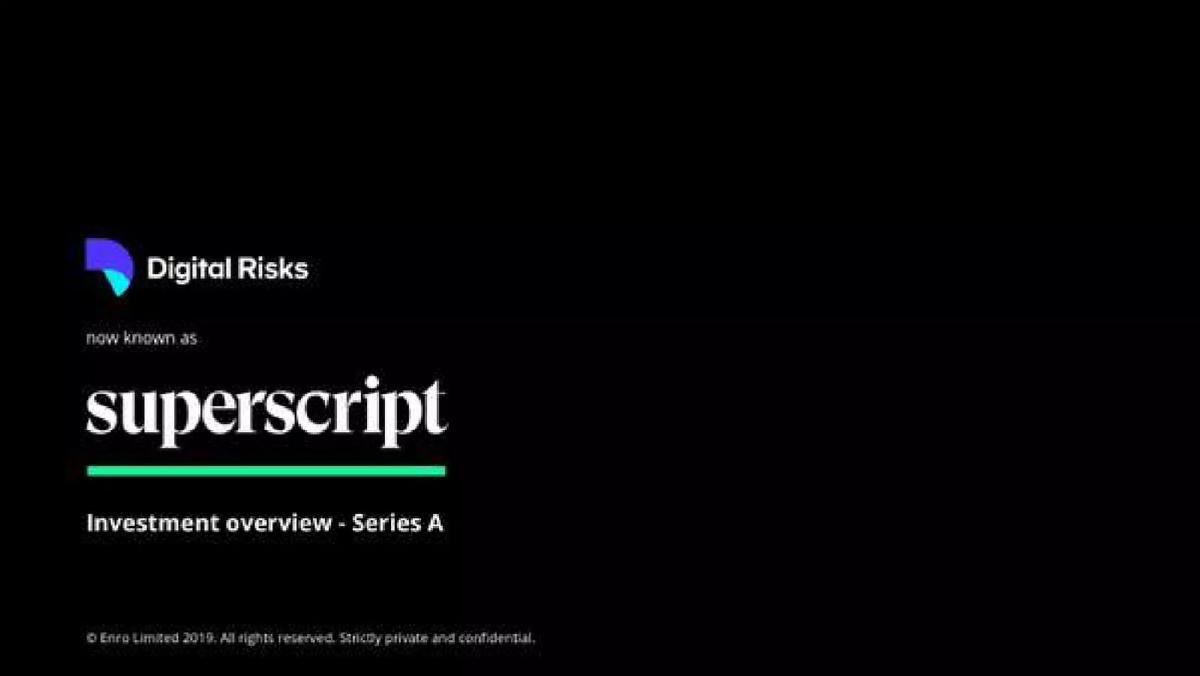 Superscript (formerly Digital Risks) pitch deck slide 1 of 26