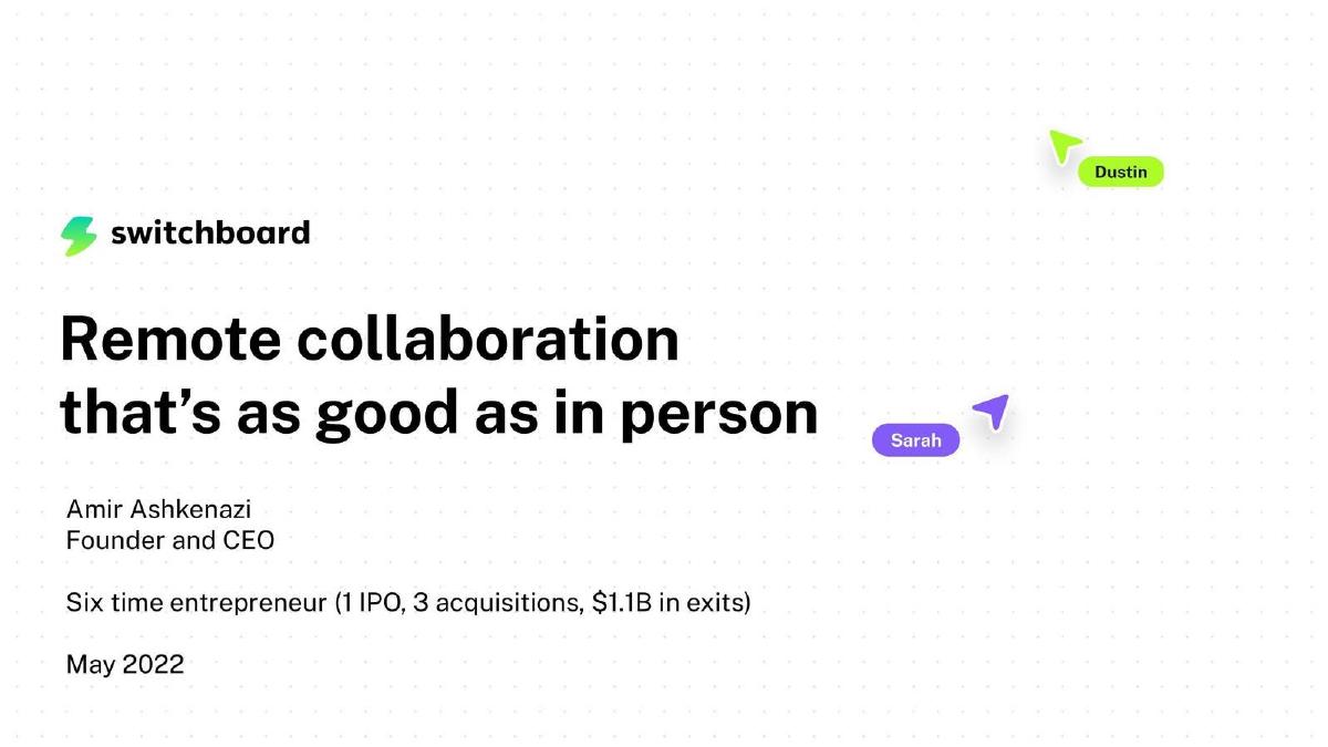 Switchboard pitch deck slide 1 of 12